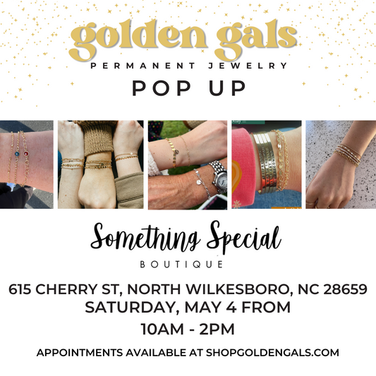 permanent jewelry pop up at something special boutique 5/4 appointment deposit