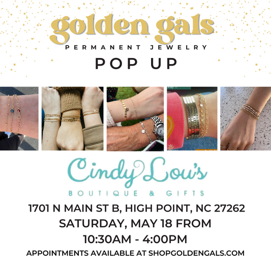 permanent jewelry pop up at cindy lou's boutique 5/18 appointment deposit